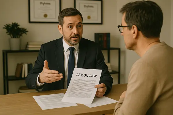 a lawyer in his office explaining the lemon law to a customer from San Jose Lemon Law Attorney in San Jose, CA Lawyer near me a lawyer in his office explaining the lemon law to a customer from San Jose Lemon Law Attorney in San Jose, CA Lawyer near me