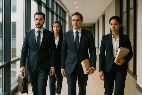 4 lawyers walking down the hallway of a building from San Jose Lemon Law Attorney in San Jose, CA - Lemon Law for Nissan Vehicles 4 lawyers walking down the hallway of a building from San Jose Lemon Law Attorney in San Jose, CA - Lemon Law for Nissan Vehicles