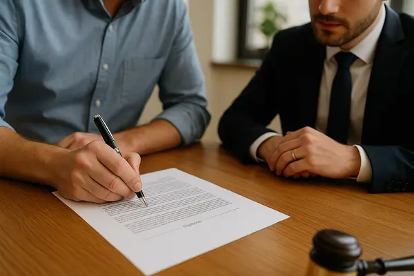 a lawyer reviewing a document with a client from San Jose Lemon Law Attorney in San Jose, CA - Lemon Law for used cars a lawyer reviewing a document with a client from San Jose Lemon Law Attorney in San Jose, CA - Lemon Law for used cars