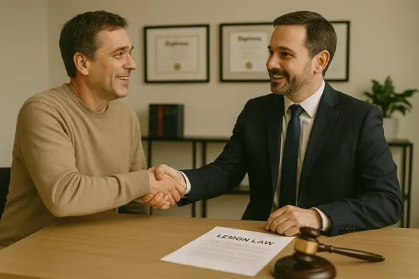 a lemon law lawyer shaking hands with a customer in his office from San Jose Lemon Law Attorney in San Diego, CA - San Diego CA a lemon law lawyer shaking hands with a customer in his office from San Jose Lemon Law Attorney in San Diego, CA - San Diego CA